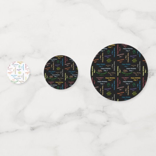 Table Confetti August, 7 Geburtstag Konfetti (Vorderseiten)