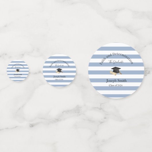 Table Confetti Blue Stripe Graduation Class 2026 Konfetti (Rückseiten)