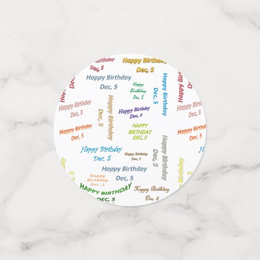 Table Confetti Dezember, 5 Geburtstag Konfetti (Klein Vorderseite)