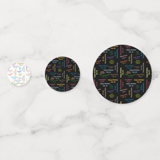 Table Confetti Februar, 20 Geburtstag Konfetti (Vorderseiten)