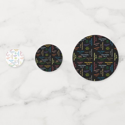 Table Confetti Februar, 27 Geburtstag Konfetti (Vorderseiten)