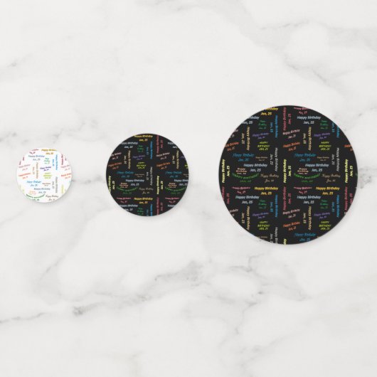 Table Confetti Januar, 25 Geburtstag Konfetti (Vorderseiten)