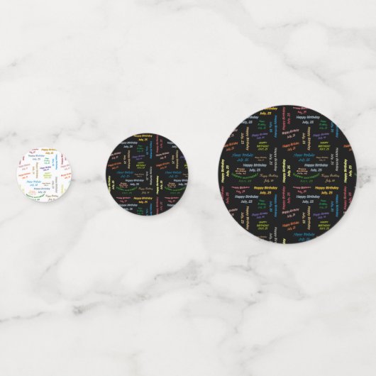 Table Confetti Juli, 25 Geburtstag Konfetti (Vorderseiten)