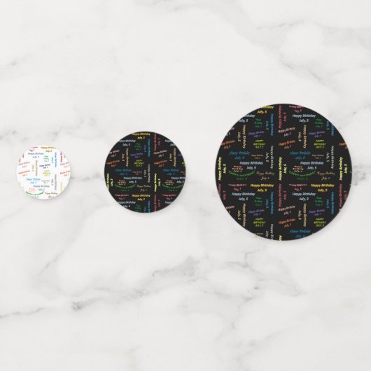 Table Confetti Juli, 5 Geburtstag Konfetti (Vorderseiten)