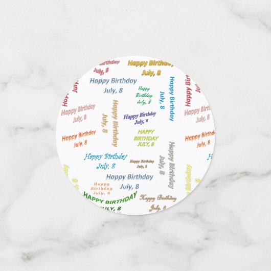 Table Confetti Juli, 8 Geburtstag Konfetti (Klein Vorderseite)