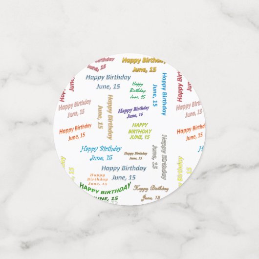 Table Confetti Juni, 15 Geburtstag Konfetti (Klein Vorderseite)