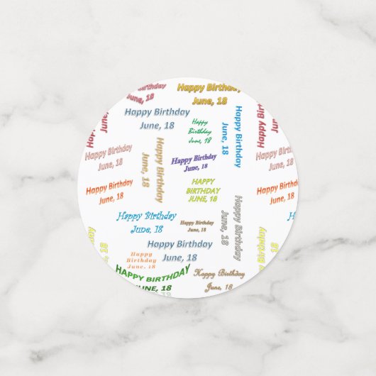 Table Confetti Juni, 18 Geburtstag Konfetti (Klein Vorderseite)