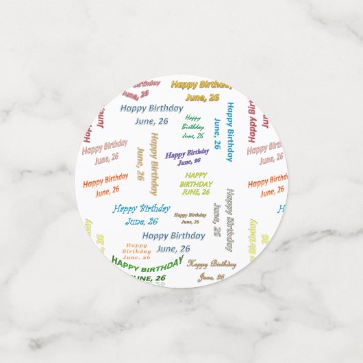 Table Confetti Juni, 26 Geburtstag Konfetti (Klein Vorderseite)