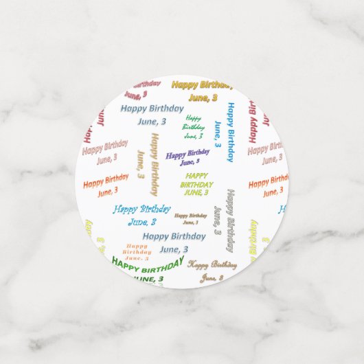 Table Confetti Juni, 3 Geburtstag Konfetti (Klein Vorderseite)