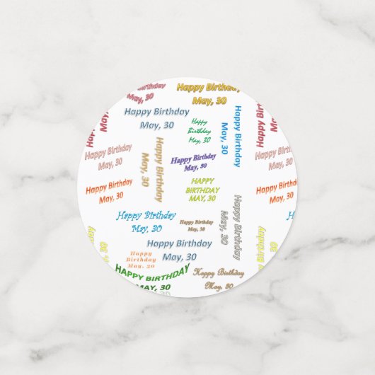 Table Confetti Mai, 30 Geburtstag Konfetti (Klein Vorderseite)