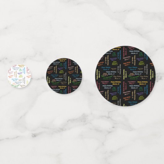 Table Confetti März, 17 Geburtstag Konfetti (Vorderseiten)