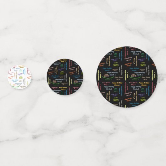 Table Confetti März, 1 Geburtstag Konfetti (Vorderseiten)