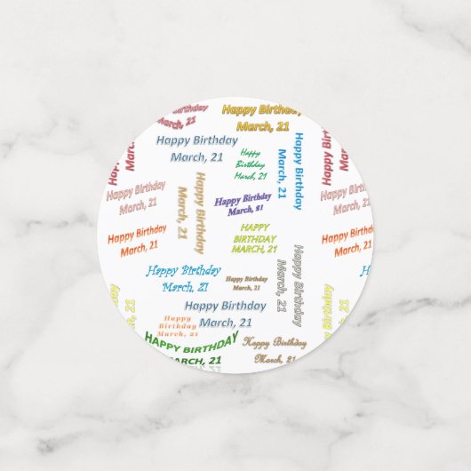 Table Confetti März, 21 Geburtstag Konfetti (Klein Vorderseite)