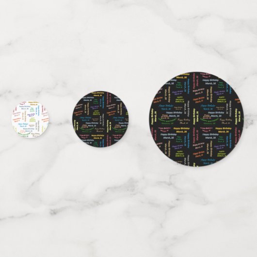 Table Confetti März, 26 Geburtstag Konfetti (Vorderseiten)