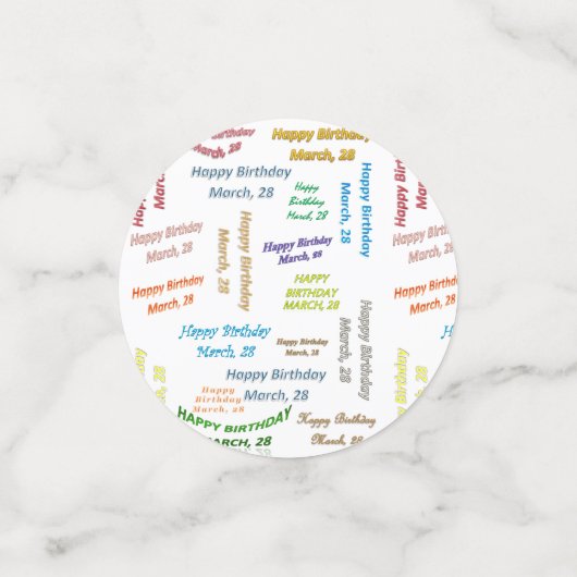 Table Confetti März, 28 Geburtstag Konfetti (Klein Vorderseite)