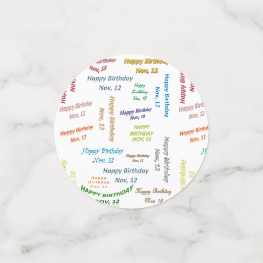 Table Confetti November, 12 Geburtstag Konfetti (Klein Vorderseite)