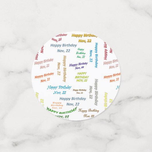 Table Confetti November, 22 Geburtstag Konfetti (Klein Vorderseite)