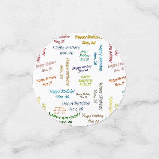 Table Confetti November, 26 Geburtstag Konfetti (Klein Vorderseite)