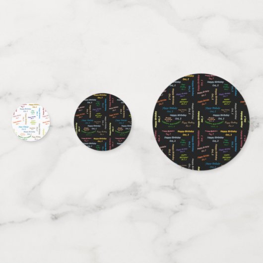 Table Confetti Oktober, 2 Geburtstag Konfetti (Vorderseiten)