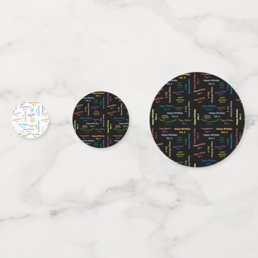 Table Confetti Oktober, 4 Geburtstag Konfetti (Vorderseiten)