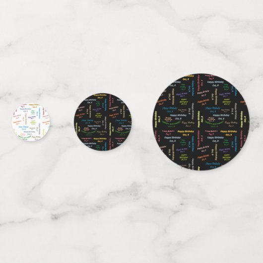 Table Confetti Oktober, 8 Geburtstag Konfetti (Vorderseiten)