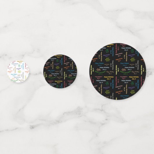 Table Confetti Oktober, 9 Geburtstag Konfetti (Vorderseiten)