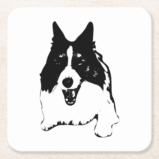 Table lächelt, Corgi-Studie Rechteckiger Pappuntersetzer (Vorderseite)