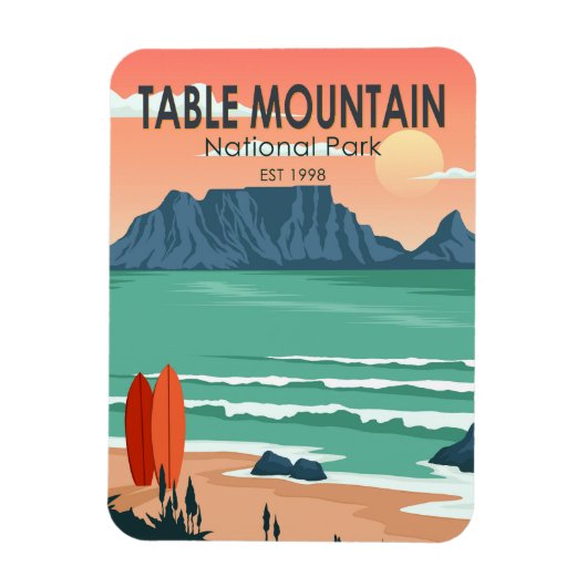 Table Mountain National Park South Africa Vintage Magnet (Vertikal)
