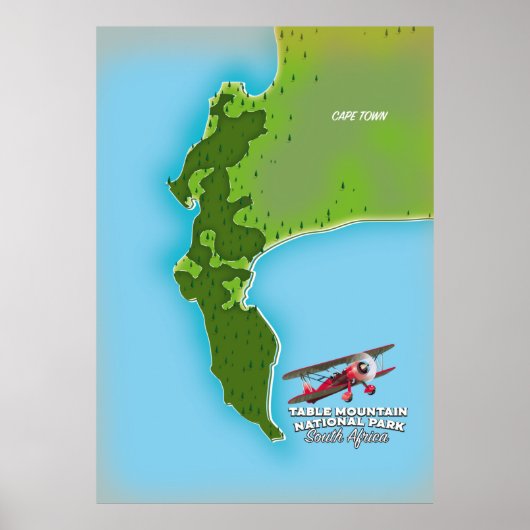 Table Mountain National Park Südafrika Karte Poster (Vorne)