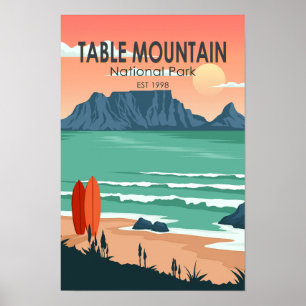Table Mountain Nationalpark Südafrika Vintage Poster