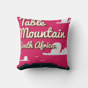 Table Mountain South Africa Vintage Reiseplakat Kissen