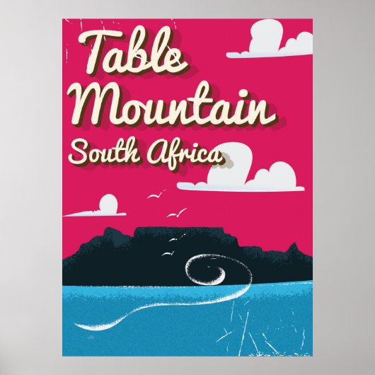 Table Mountain South Africa Vintage Reiseplakat Poster (Vorne)