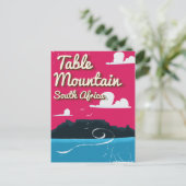 Table Mountain South Africa Vintage Reiseplakat Postkarte (Stehend Vorderseite)