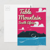 Table Mountain South Africa Vintage Reiseplakat Postkarte (Vorne/Hinten)