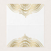 Table No. Place Card Ornate Gold Mandala Visitenkarten (Innenseite Aufgefaltet)