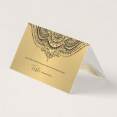 Table No. Place Card Ornate Gold Mandala Visitenkarten (Vorderseite)