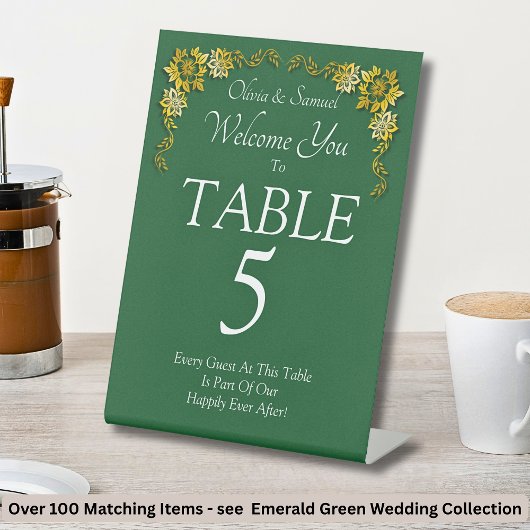 Table Number, Acrylic Pedestal Sign Emerald Green Sockelschild