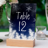 Table Number Elegant Navy Blue Snowflake Wedding Tischnummer