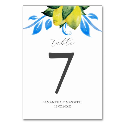 Table Number Lemons Italian Wedding Tischnummer (Vorderseite)