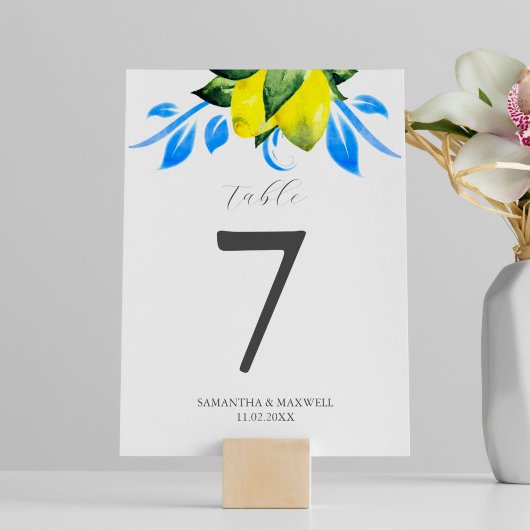 Table Number Lemons Italian Wedding Tischnummer