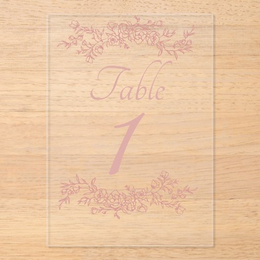 Table Number Simple Minimalist Clear Acryleinladungen (Vorderseite)