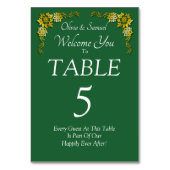 Table Number - with Welcome Message Emerald Green Tischnummer (Vorderseite)