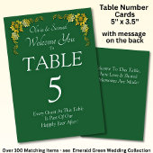 Table Number - with Welcome Message Emerald Green Tischnummer
