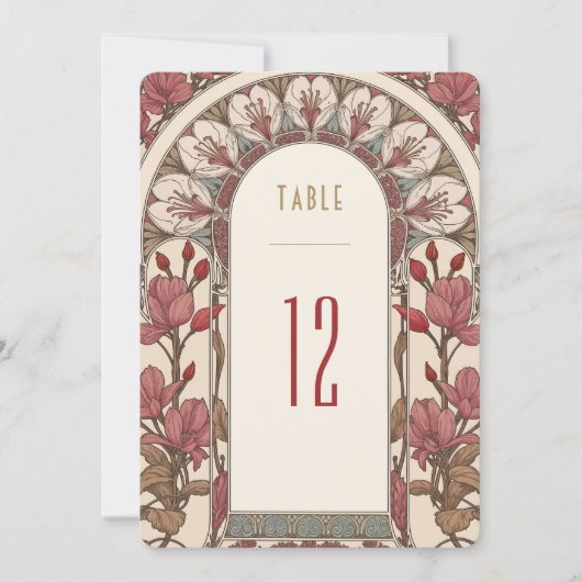 Table Numbers Vintage Art Nouveau Wedding Einladung (Vorderseite)