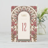 Table Numbers Vintage Art Nouveau Wedding Einladung (Stehend Vorderseite)