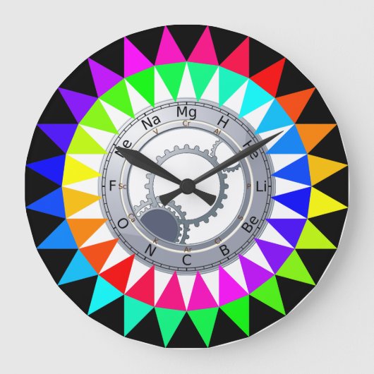 Table of Elements Spectroscopy Color Clock Große Wanduhr (Vorderseite)