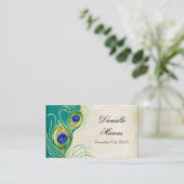 Table Platzkarte - Peacock Feathers Aquamarin Blue (Stehend Vorderseite)