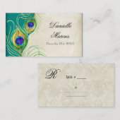 Table Platzkarte - Peacock Feathers Aquamarin Blue (Vorne/Hinten)