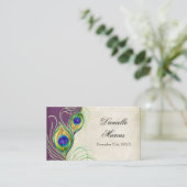 Table Platzkarte - Pfauenfedern Lila Plum (Stehend Vorderseite)