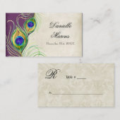 Table Platzkarte - Pfauenfedern Lila Plum (Vorne/Hinten)